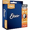 Elixir Strings - Nickel Plated Steel Electric Guitar Strings with NANOWEB Coating - Elixir Electric Guitar Strings - 3 Pack, Light 10-46